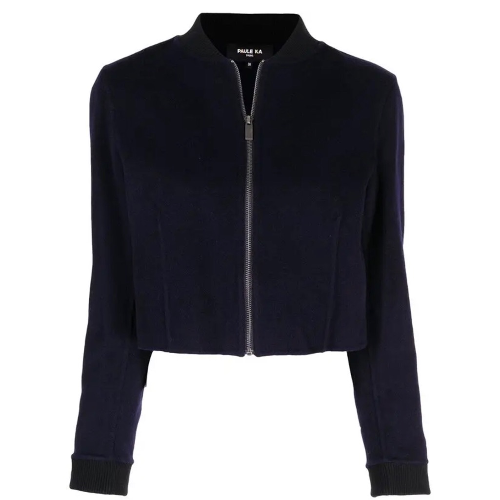 Paule Ka Cropped Knit Bomber Jacket